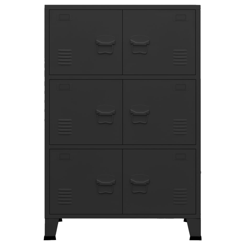 Lagerschrank Industrial Schwarz 75x40x115 cm Metall Stilecasa