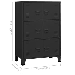 Lagerschrank Industrial Schwarz 75x40x115 cm Metall Stilecasa