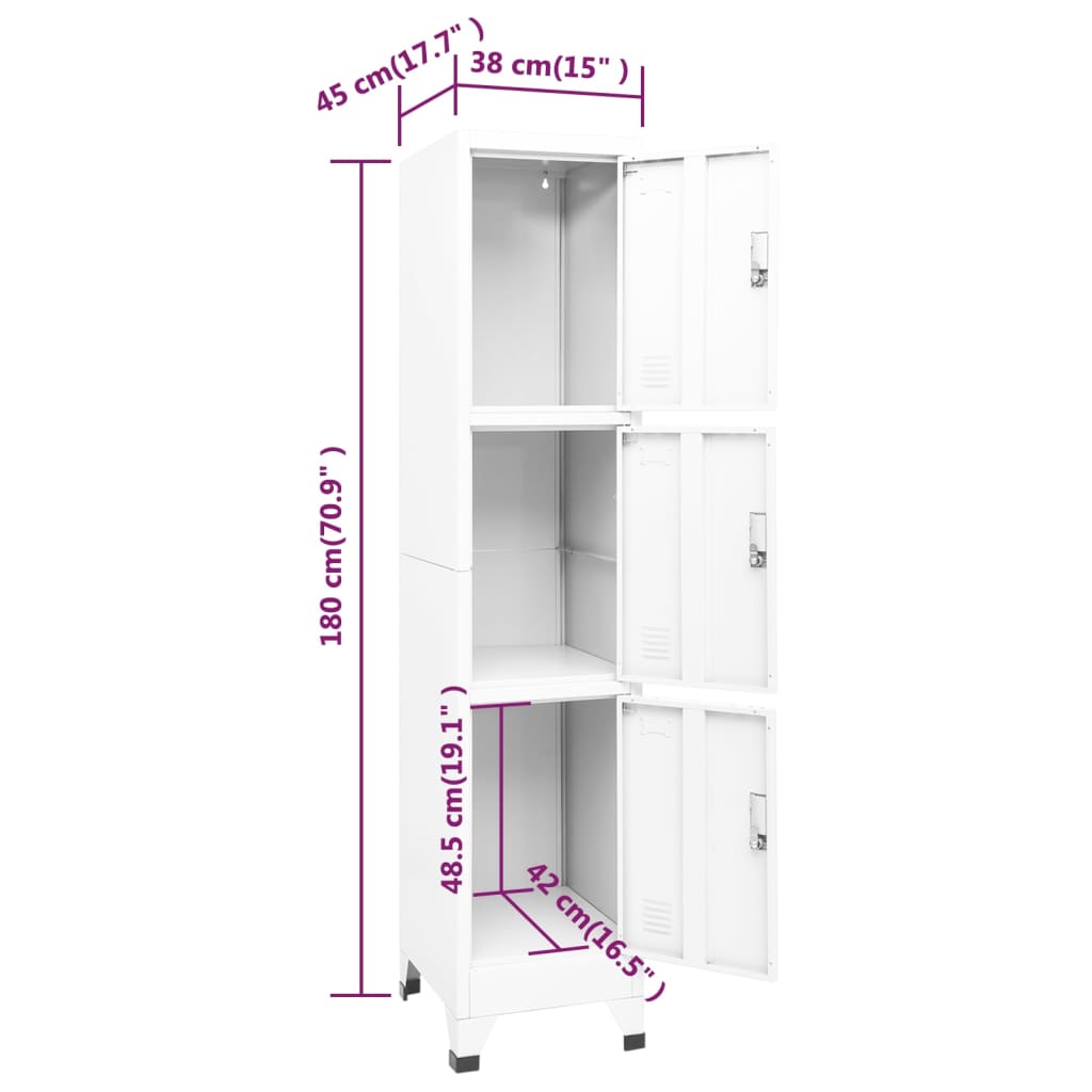 vidaXL Schließfachschrank Weiß 38x45x180 cm Stahl