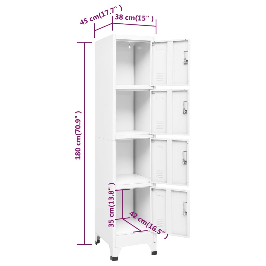 vidaXL Schließfachschrank Weiß 38x45x180 cm Stahl