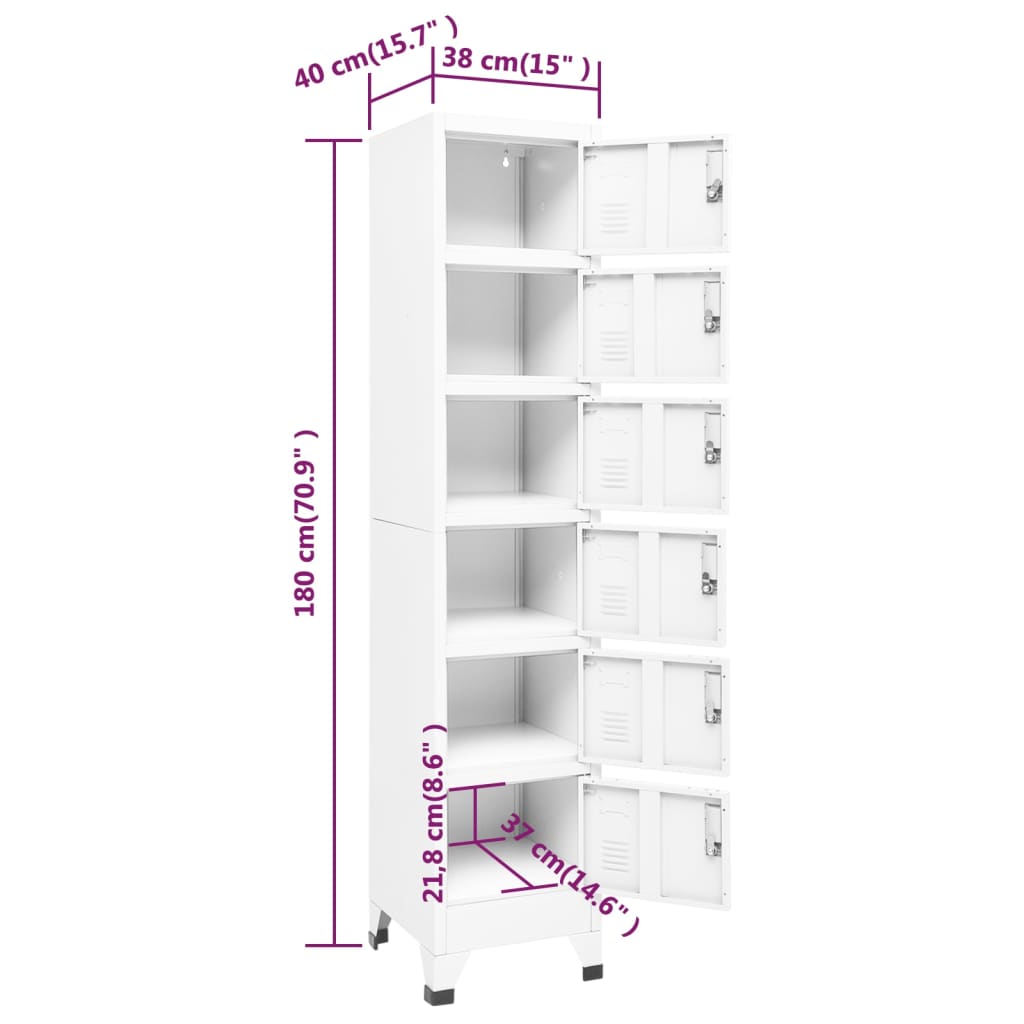 vidaXL Schließfachschrank Weiß 38x40x180 cm Stahl