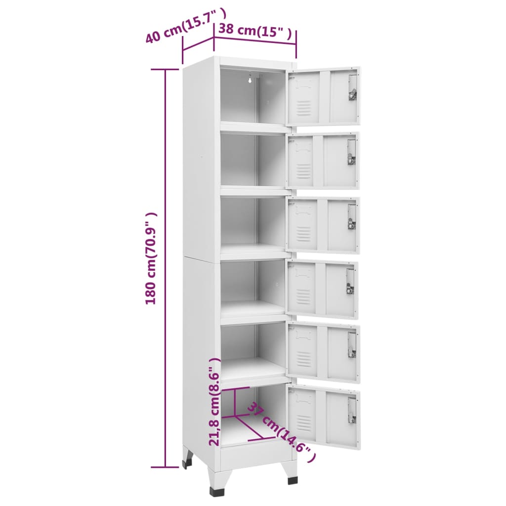 vidaXL Schließfachschrank Hellgrau 38x40x180 cm Stahl