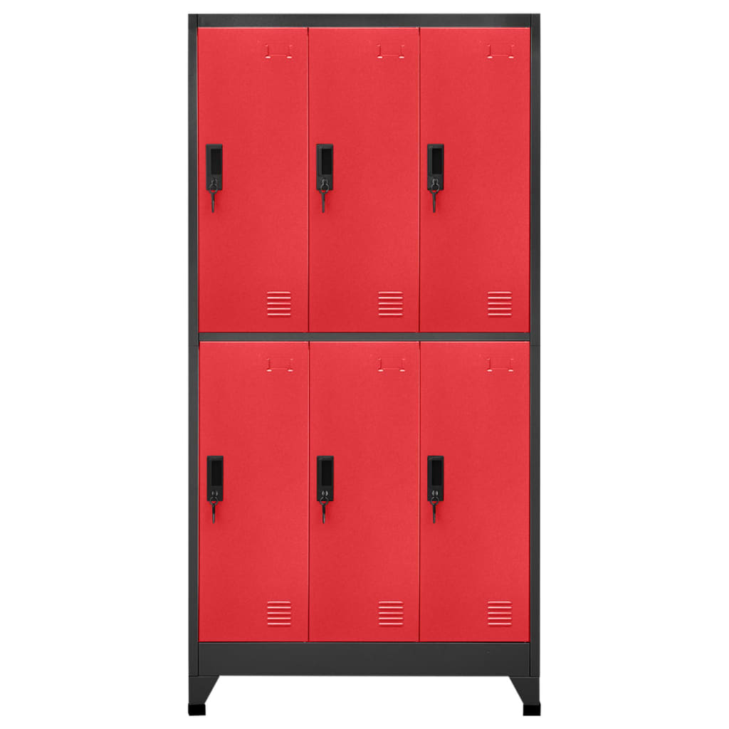 vidaXL Schließfachschrank Anthrazit und Rot 90x45x180 cm Stahl