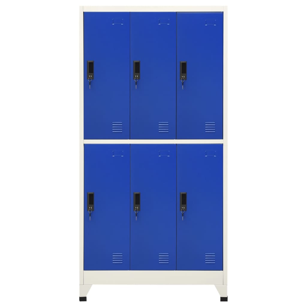 vidaXL Schließfachschrank Grau und Blau 90x45x180 cm Stahl