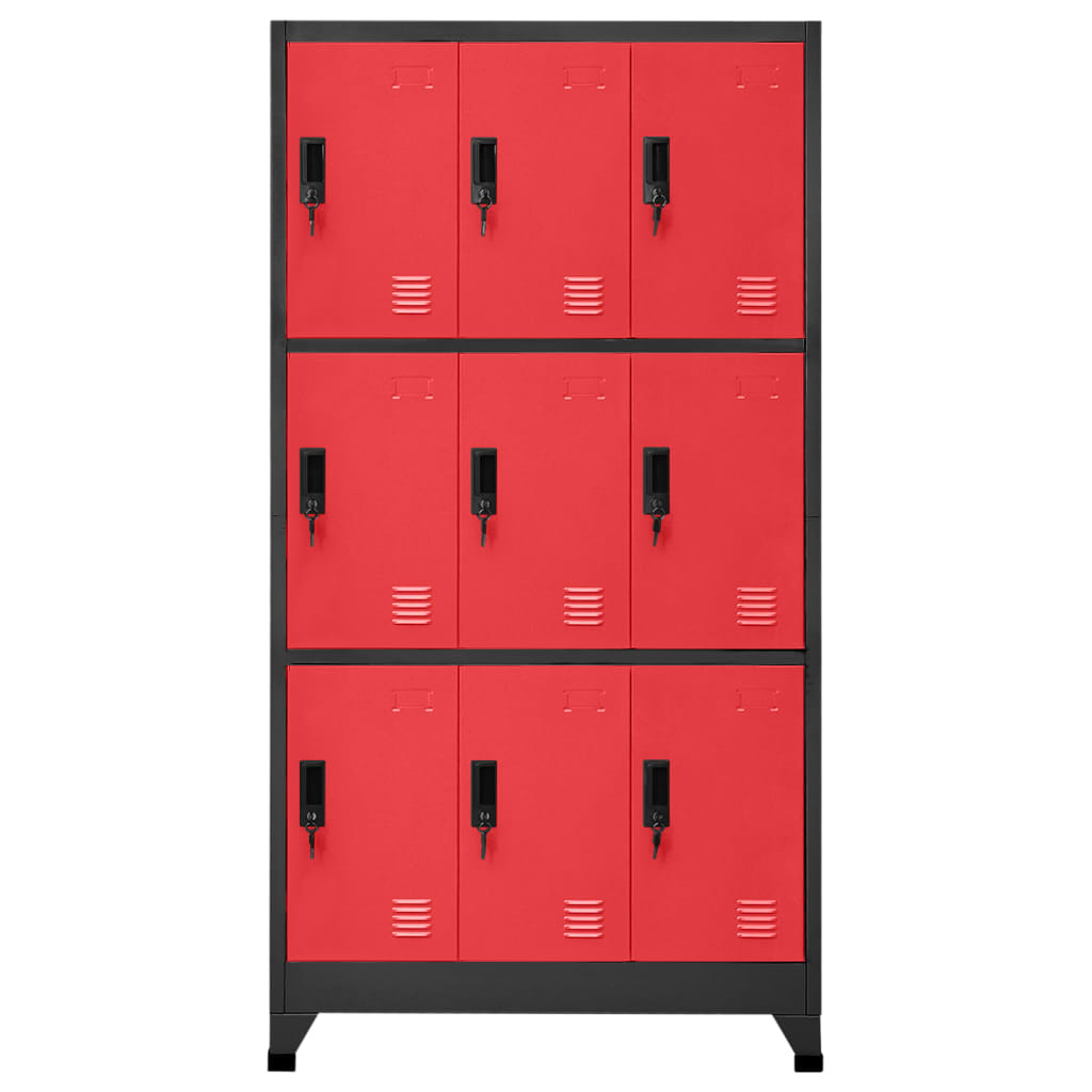 Schließfachschrank Anthrazit und Rot 90x45x180 cm Stahl Stilecasa