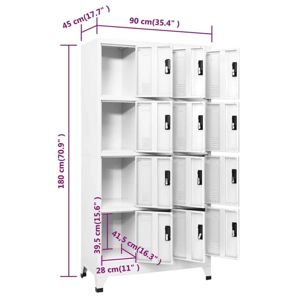 Schließfachschrank Weiß 90x45x180 cm Stahl Stilecasa