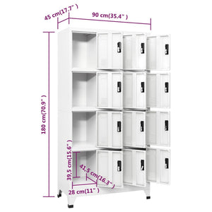 Schließfachschrank Weiß 90x45x180 cm Stahl Stilecasa