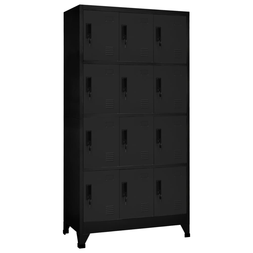 Schließfachschrank Schwarz 90x45x180 cm Stahl Stilecasa