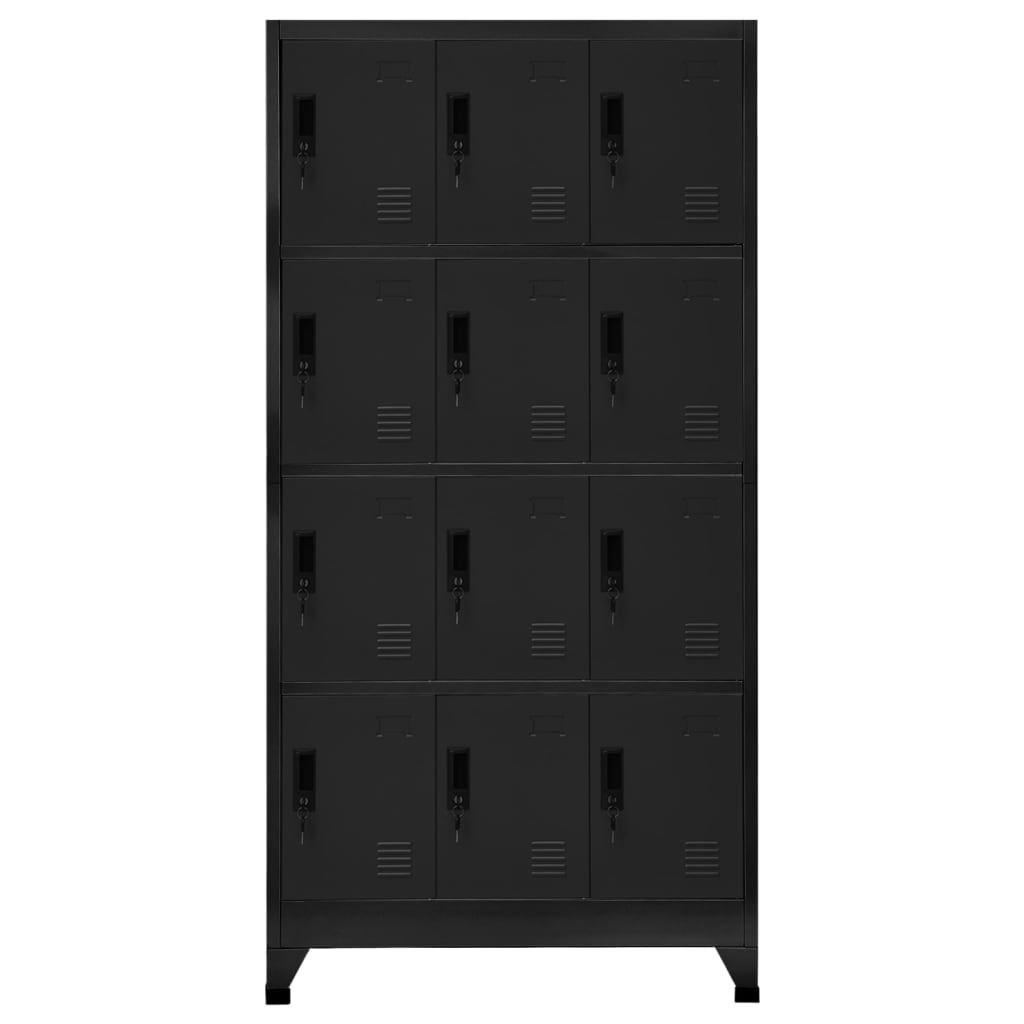 Schließfachschrank Schwarz 90x45x180 cm Stahl Stilecasa