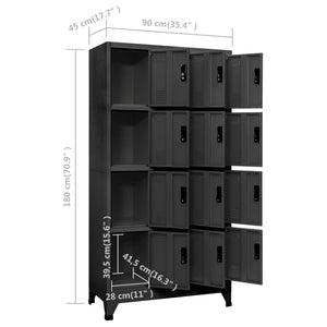 Schließfachschrank Anthrazit 90x45x180 cm Stahl Stilecasa