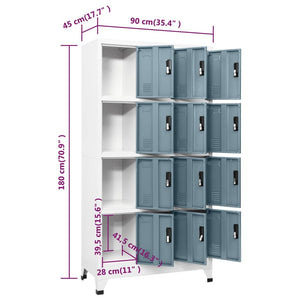 vidaXL Schließfachschrank Hellgrau und Dunkelgrau 90x45x180 cm Stahl