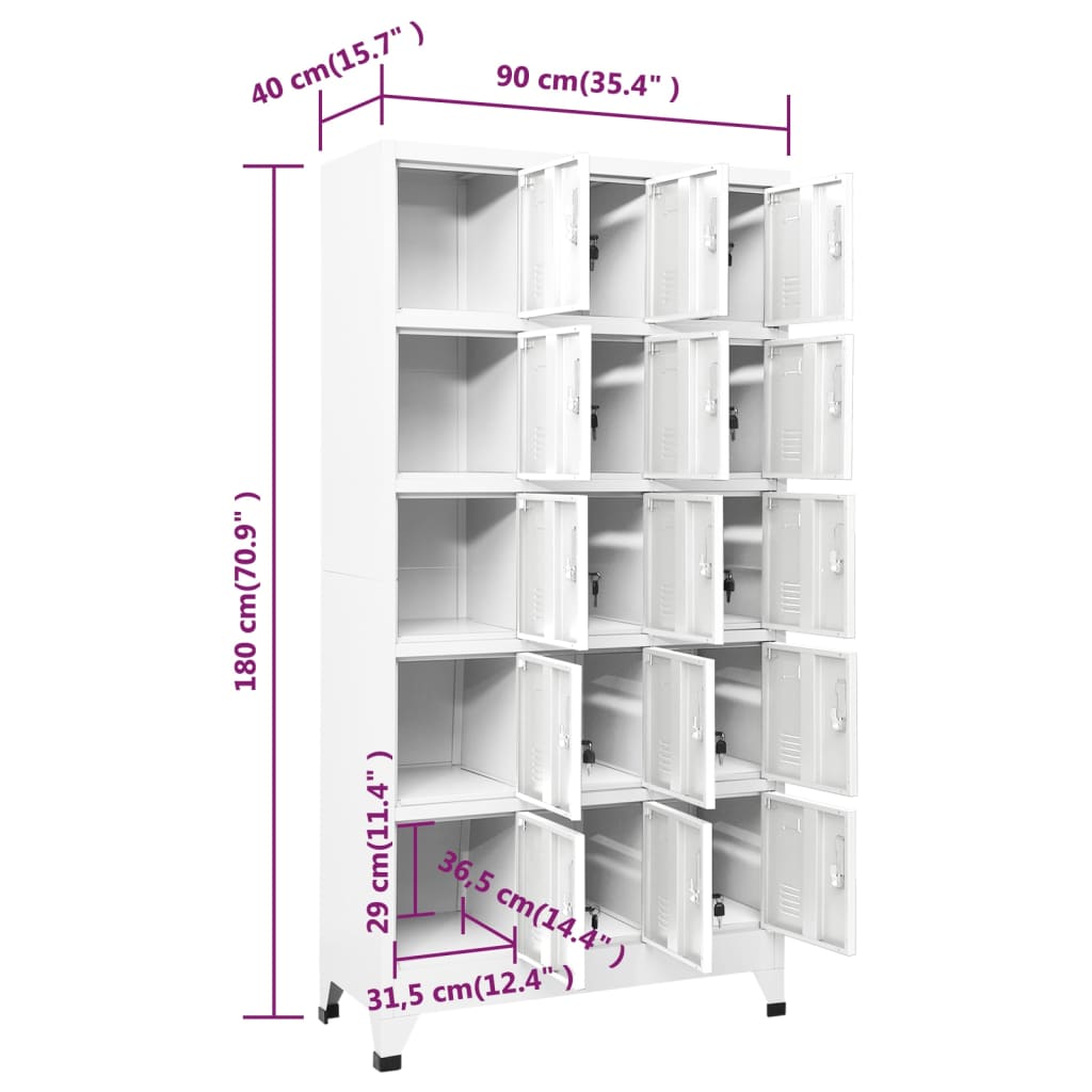 vidaXL Schließfachschrank Hellgrau 90x40x180 cm Stahl