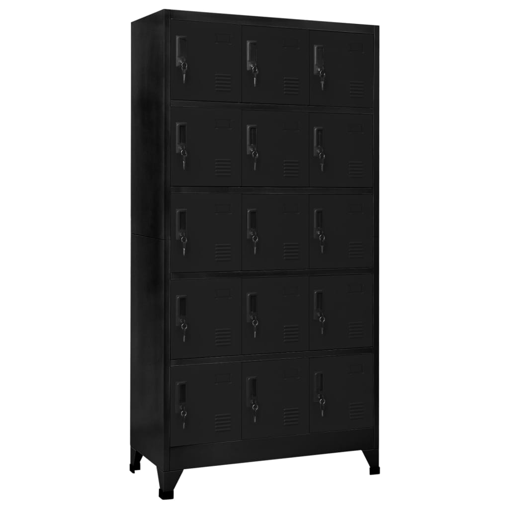 vidaXL Schließfachschrank Schwarz 90x40x180 cm Stahl