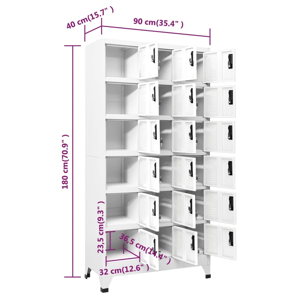 vidaXL Schließfachschrank Weiß 90x40x180 cm Stahl