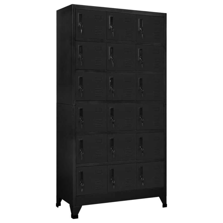 Schließfachschrank Schwarz 90x40x180 cm Stahl Stilecasa