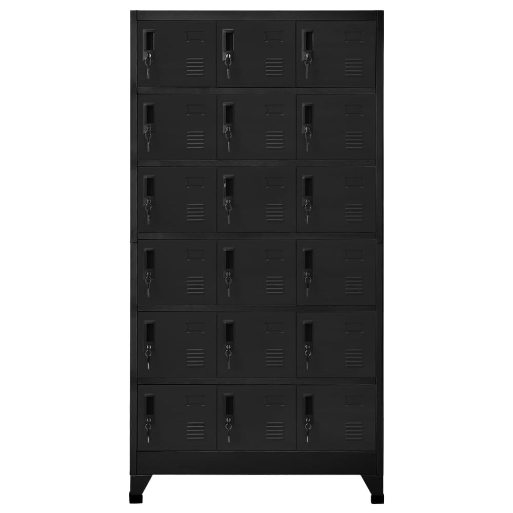 Schließfachschrank Schwarz 90x40x180 cm Stahl Stilecasa