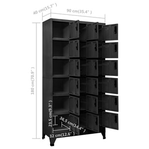 Schließfachschrank Anthrazit 90x40x180 cm Stahl Stilecasa