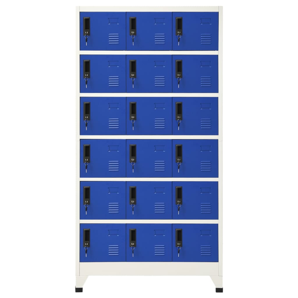 vidaXL Schließfachschrank Grau und Blau 90x40x180 cm Stahl