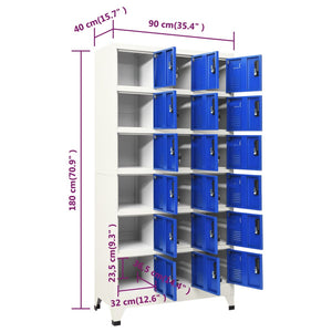 vidaXL Schließfachschrank Grau und Blau 90x40x180 cm Stahl