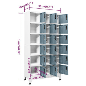 vidaXL Schließfachschrank Hellgrau und Dunkelgrau 90x40x180 cm Stahl