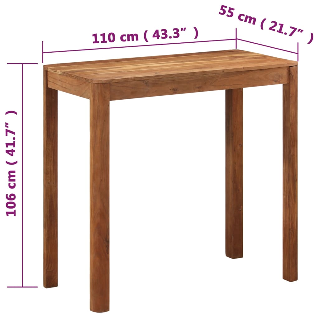 vidaXL Bartisch Massivholz Akazie Honigfarbenes Finish 110x55x106 cm