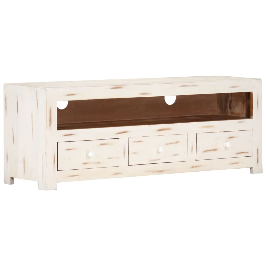 vidaXL TV-Schrank Massivholz Akazie 110x30x40 cm Weiß