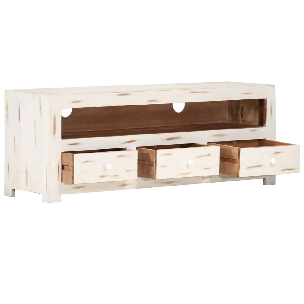 vidaXL TV-Schrank Massivholz Akazie 110x30x40 cm Weiß