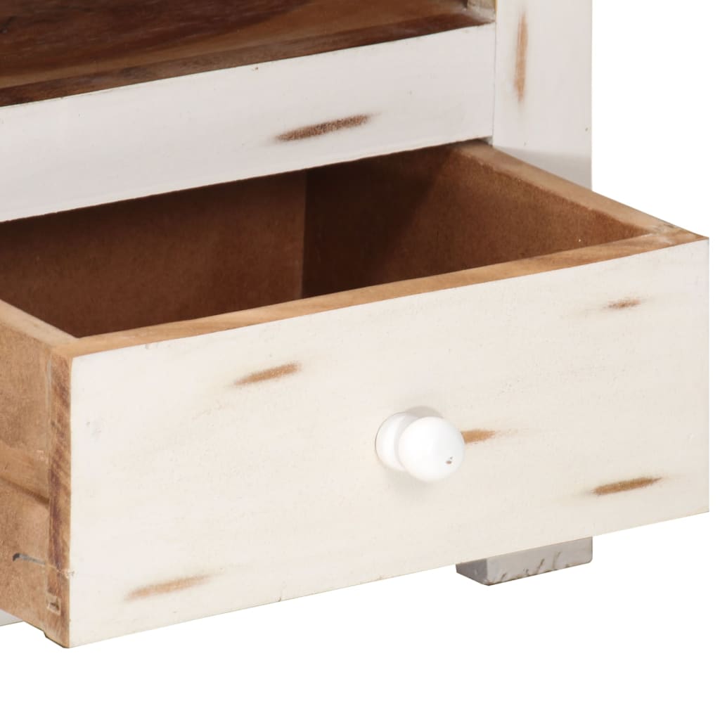 vidaXL TV-Schrank Massivholz Akazie 110x30x40 cm Weiß