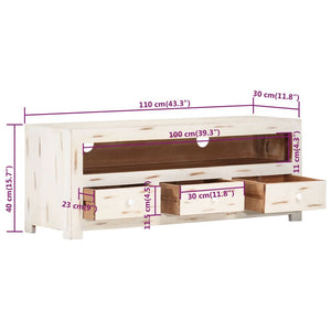 vidaXL TV-Schrank Massivholz Akazie 110x30x40 cm Weiß