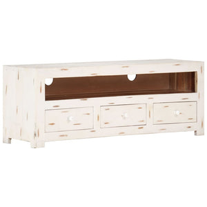 vidaXL TV-Schrank Massivholz Akazie 110x30x40 cm Weiß