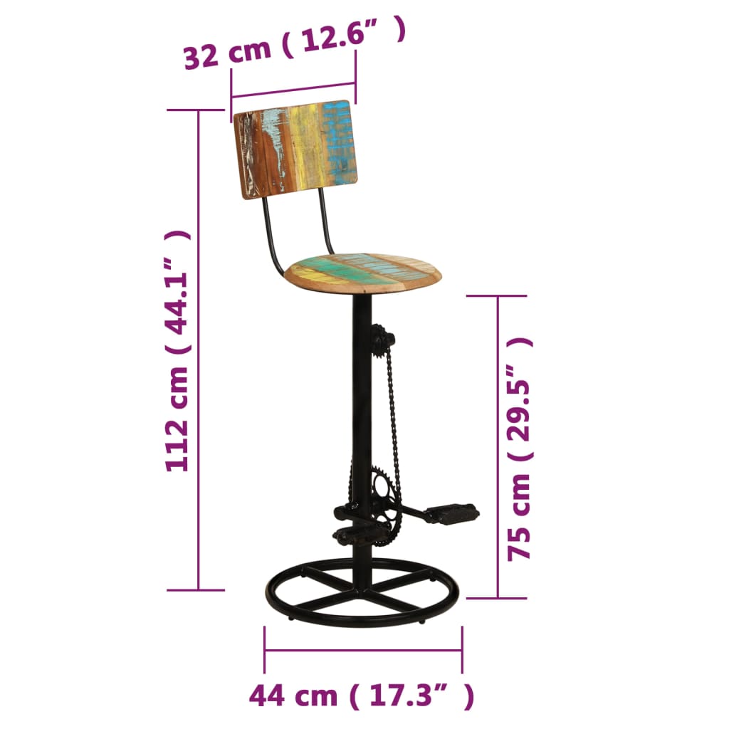 vidaXL Barhocker 2 Stk. Altholz Massiv