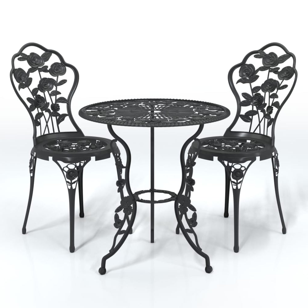 3-tlg. Bistro-Set Aluminiumguss Schwarz Stilecasa