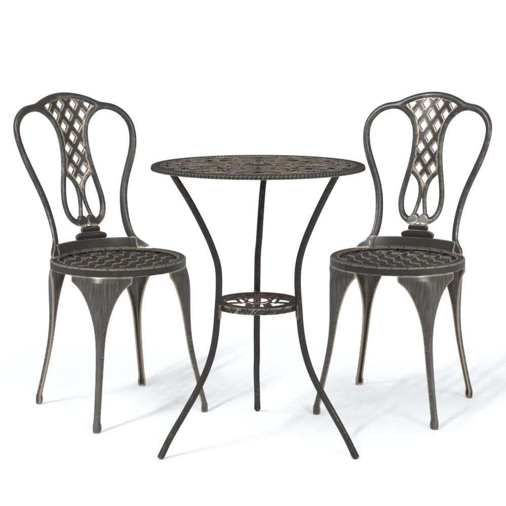 3-tlg. Bistro-Set Aluminiumguss Bronzen Stilecasa