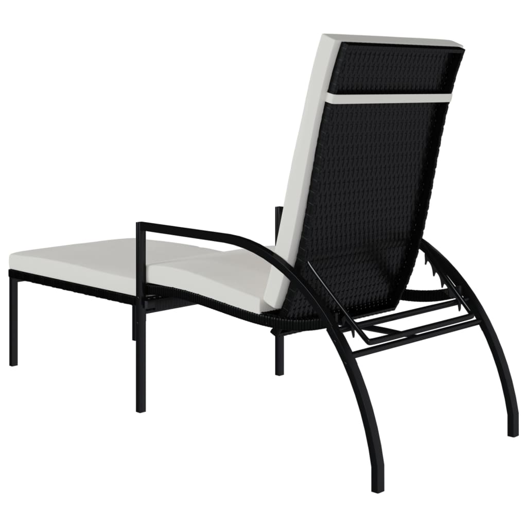 Sonnenliegen 2 Stk. mit Fußhocker PE-Rattan Schwarz