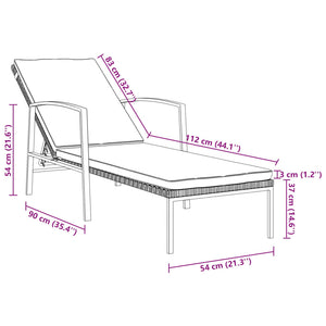 vidaXL Sonnenliege mit Auflage Poly Rattan Braun