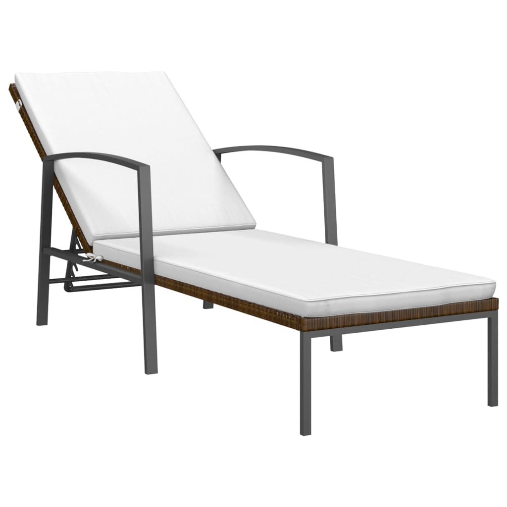 Sonnenliegen 2 Stk. mit Tisch Poly Rattan Braun Stilecasa