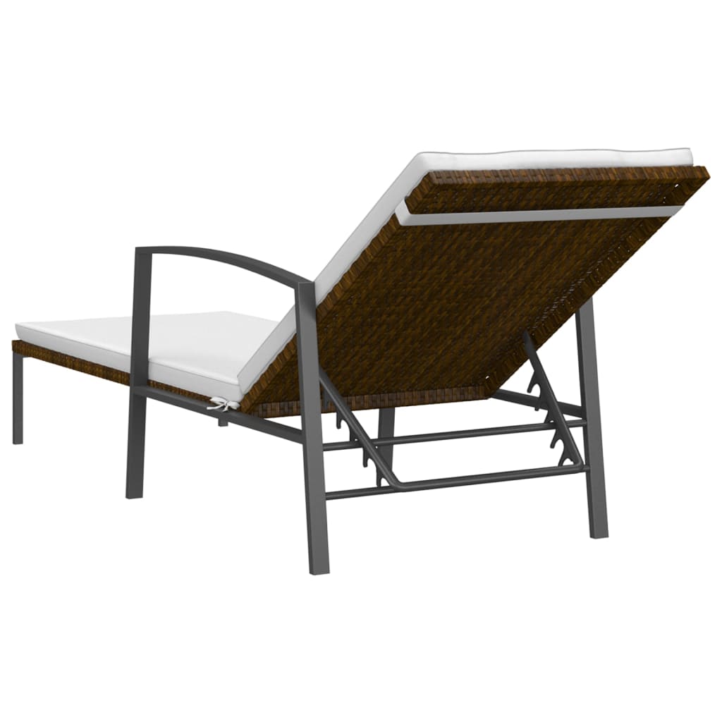 Sonnenliegen 2 Stk. mit Tisch Poly Rattan Braun Stilecasa