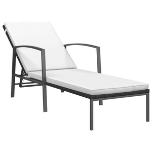 Sonnenliegen 2 Stk. mit Tisch Poly Rattan Schwarz