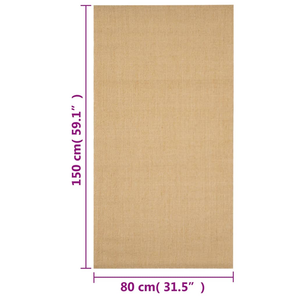 vidaXL Teppich Natur Sisal 80x150 cm