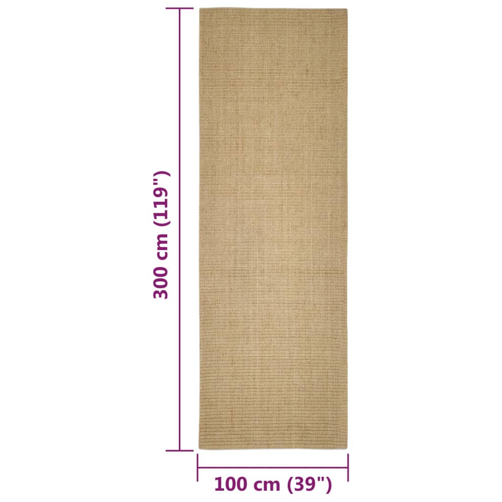 vidaXL Teppich Natur Sisal 100x300 cm