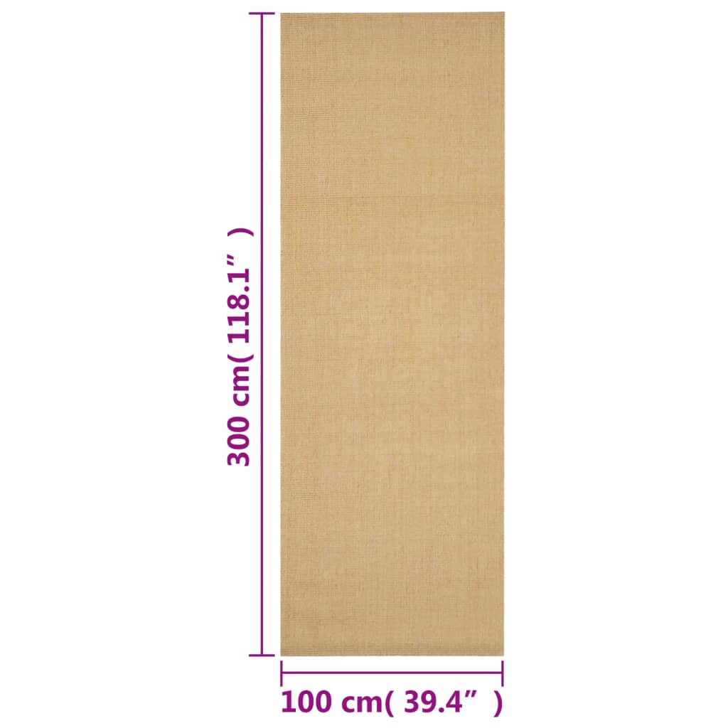 vidaXL Teppich Natur Sisal 100x300 cm