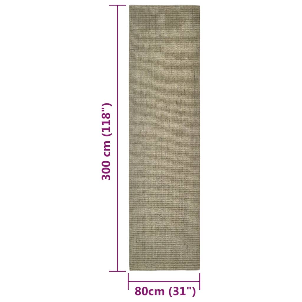 vidaXL Teppich Natur Sisal 80x300 cm Grün