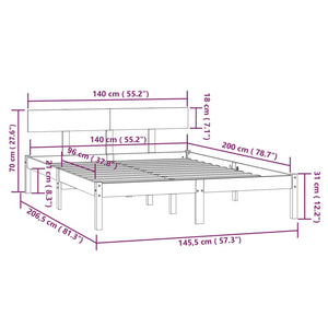 vidaXL Massivholzbett Schwarz Kiefer 140x200 cm