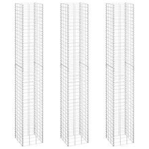 Gabionen-Hochbeete 3 Stk. 30x30x200 cm Eisen