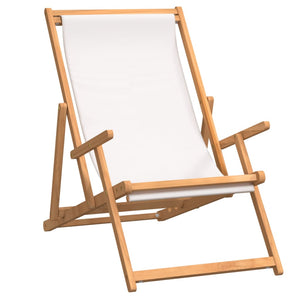 vidaXL Strandstuhl Klappbar Massivholz Teak Creme