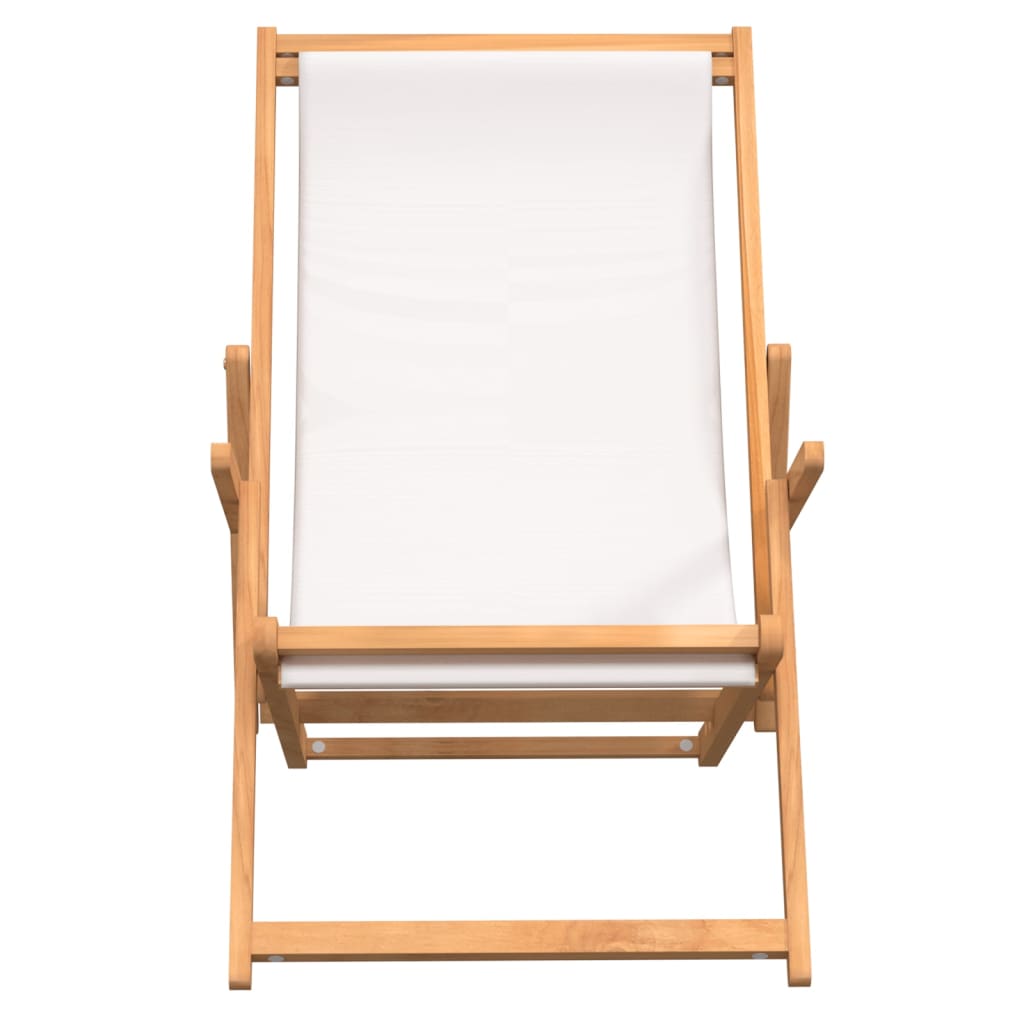 vidaXL Strandstuhl Klappbar Massivholz Teak Creme