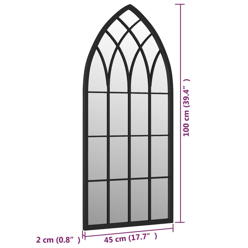 vidaXL Gartenspiegel Schwarz 100x45 cm Eisen