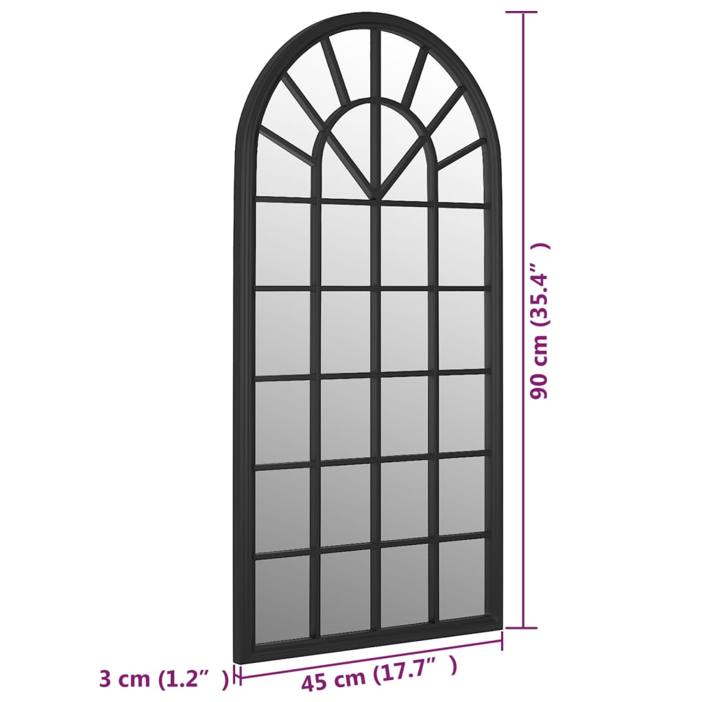 vidaXL Gartenspiegel Schwarz 90x45 cm Eisen