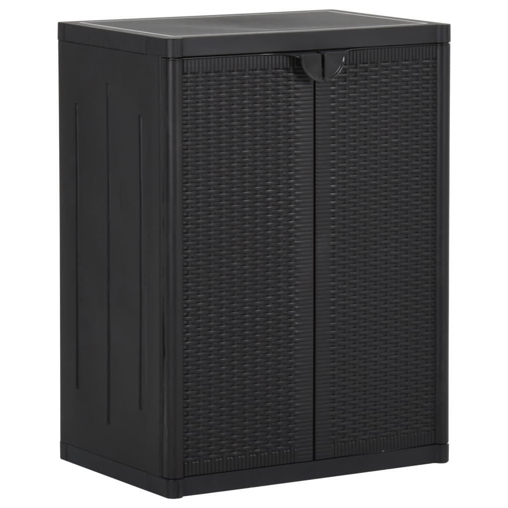 Gartenschrank Schwarz 65x45x88 cm PP Rattan-Optik Stilecasa