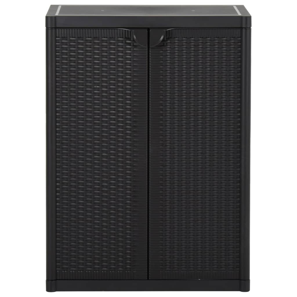 Gartenschrank Schwarz 65x45x88 cm PP Rattan-Optik Stilecasa